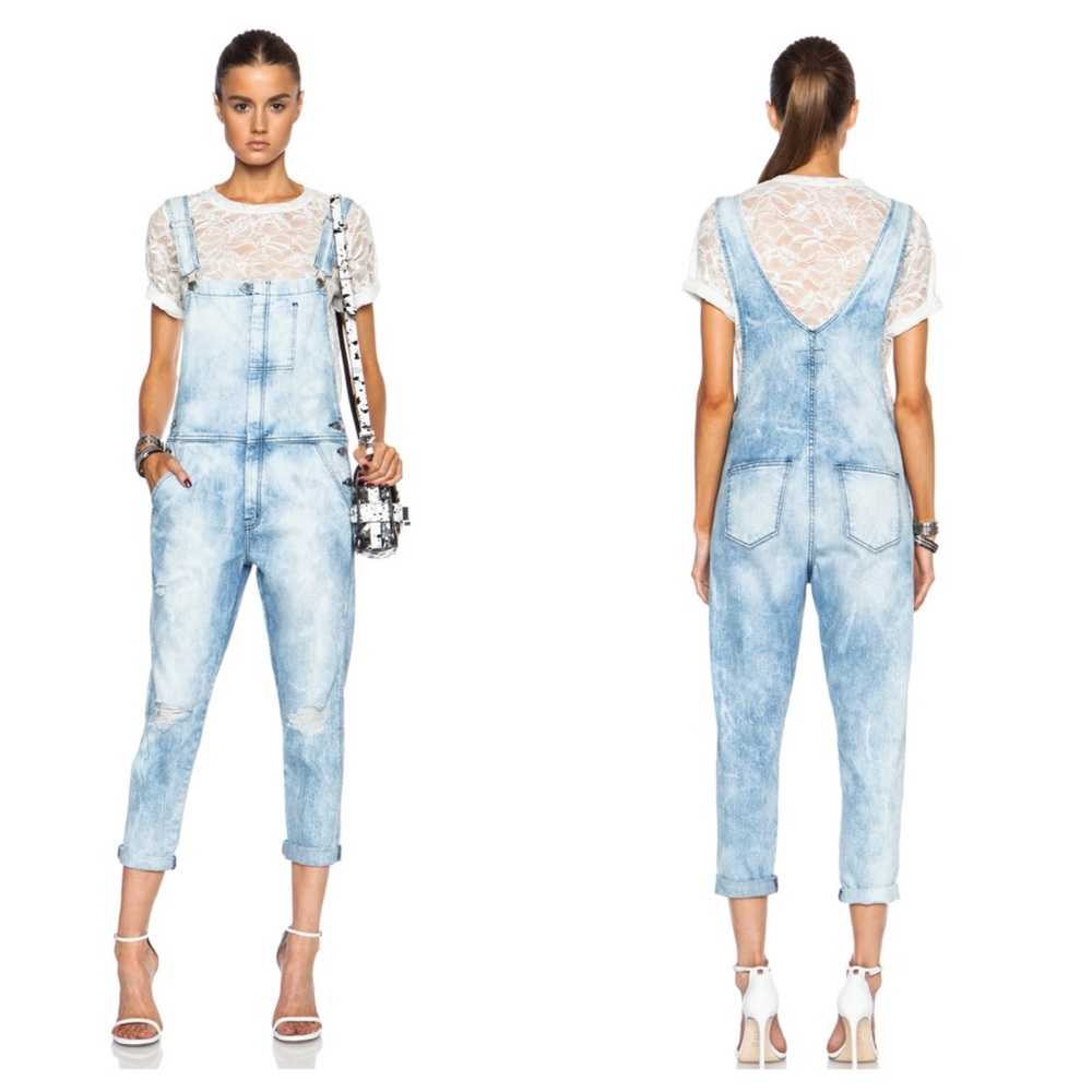 CURRENT/ELLIOTT Denim Ranchhand Overalls in City Bleach Size M